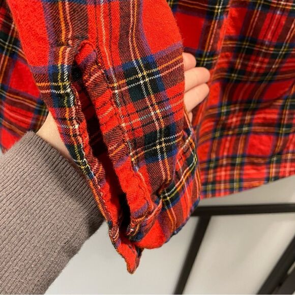 [M] Vintage Women’s Red Black & Yellow Plaid Pattern Casual Button Down Shirt - Picture 12 of 14